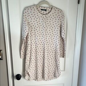 RALPH LAUREN cotton Cream and Red Floral pajama dress S preppy cottage soft girl